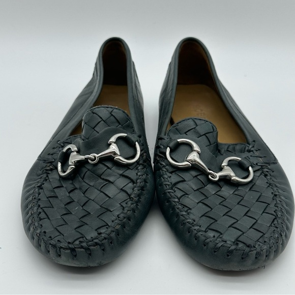 Robert Zur Black Woven Leather Loafers with Silver Accents display picture 1
